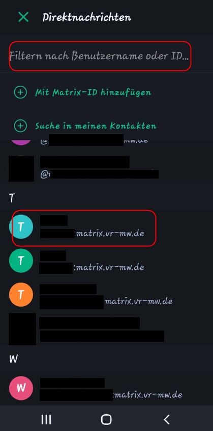 Anzeigen der Mitglieder in einem Raum