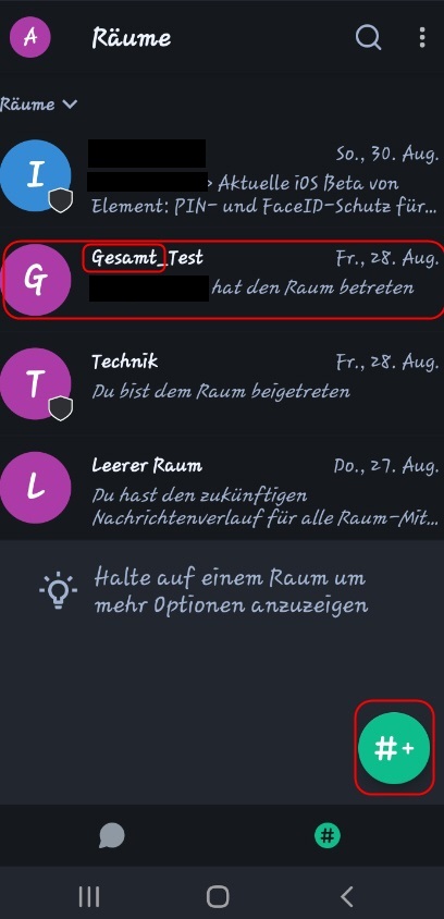 Räume werden durch das Betätigen dieses Knopfes angezeigt