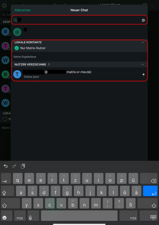 Das Suchen einer Person im Benutzer-Verzeichnis