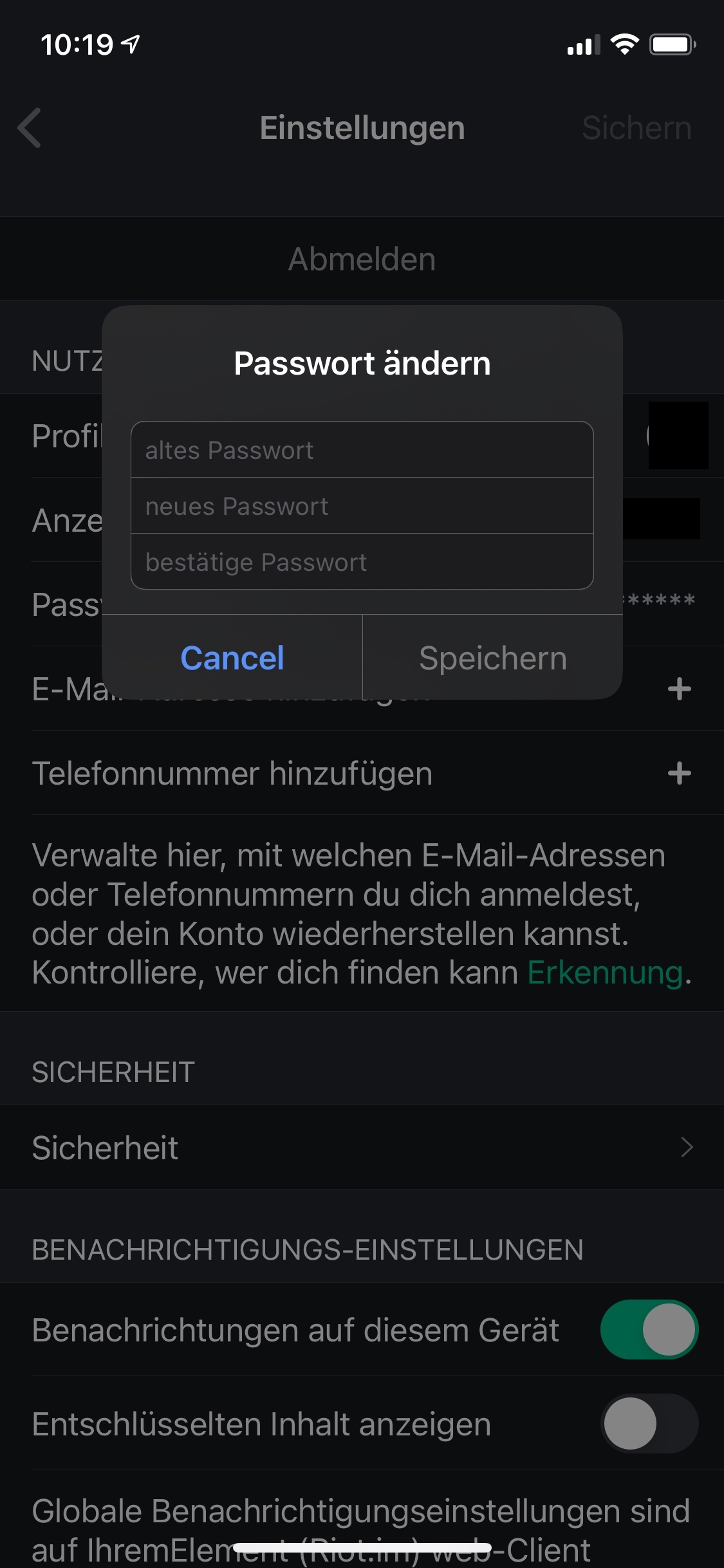 Aufforderung zum ändern