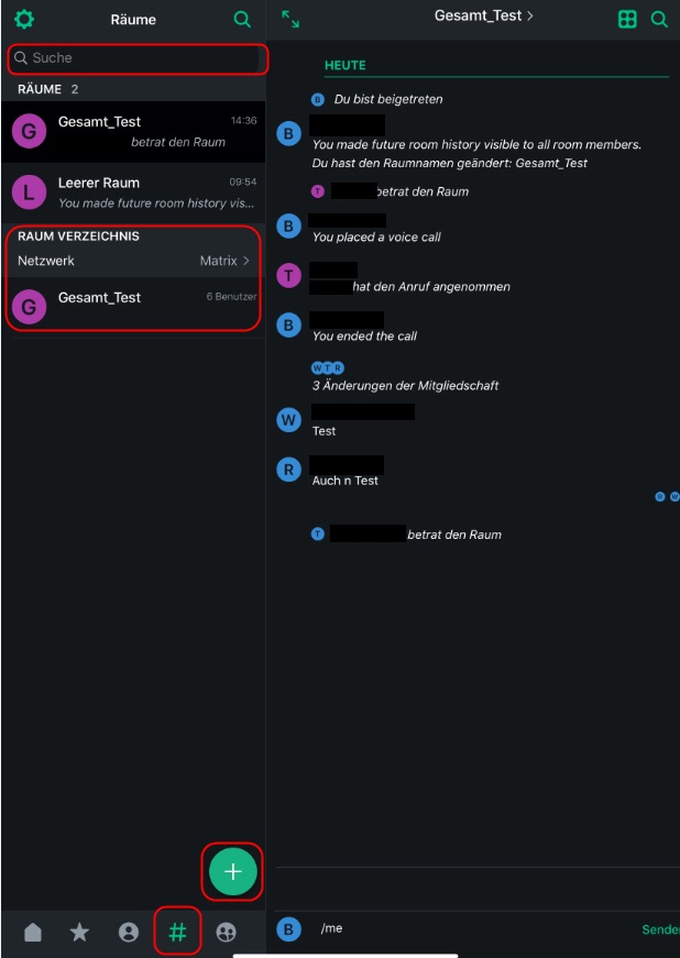 Das Anzeigen von Räumen im Verzeichnis
