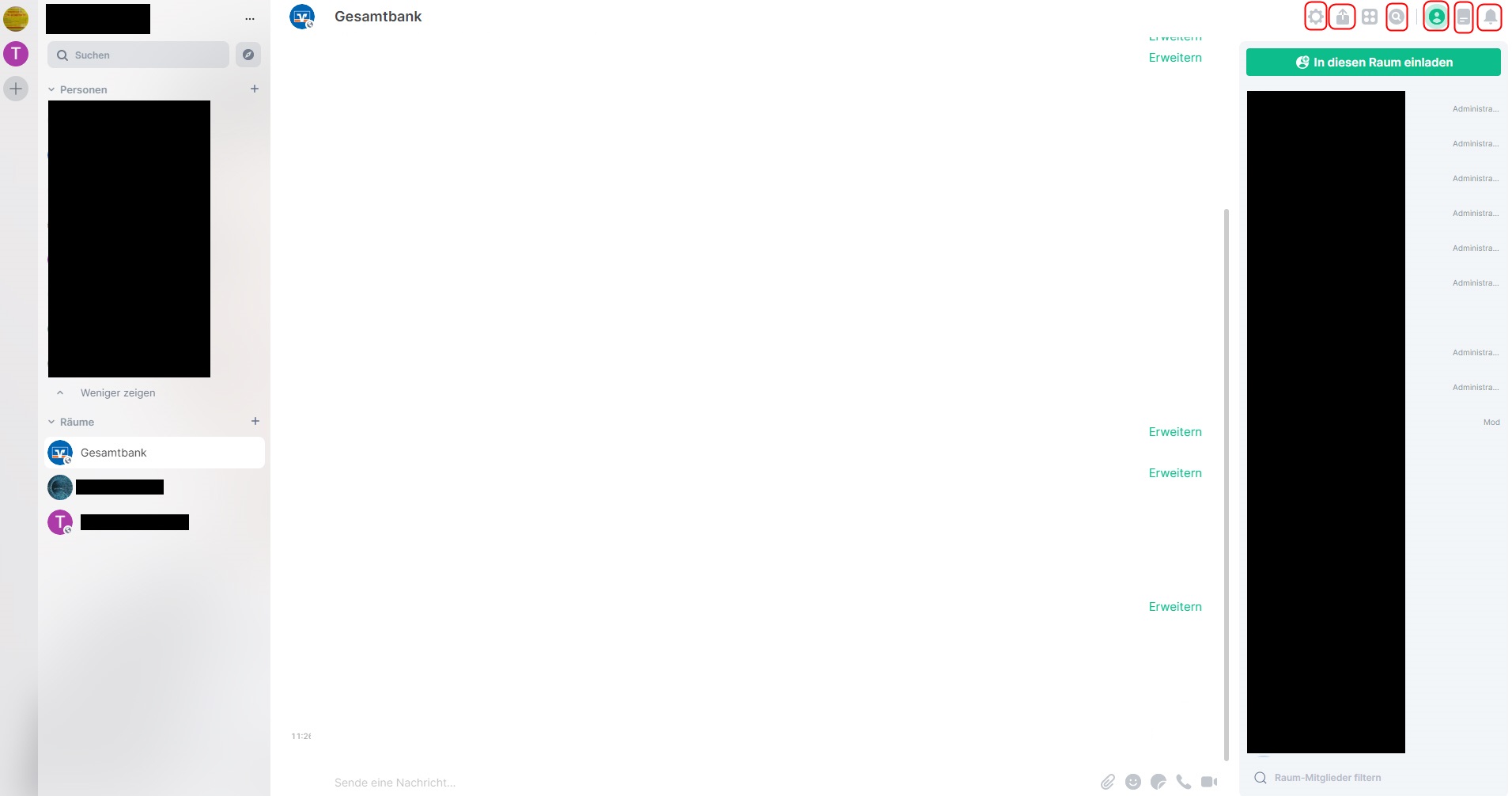 Räume werden durch das Betätigen dieses Knopfes angezeigt